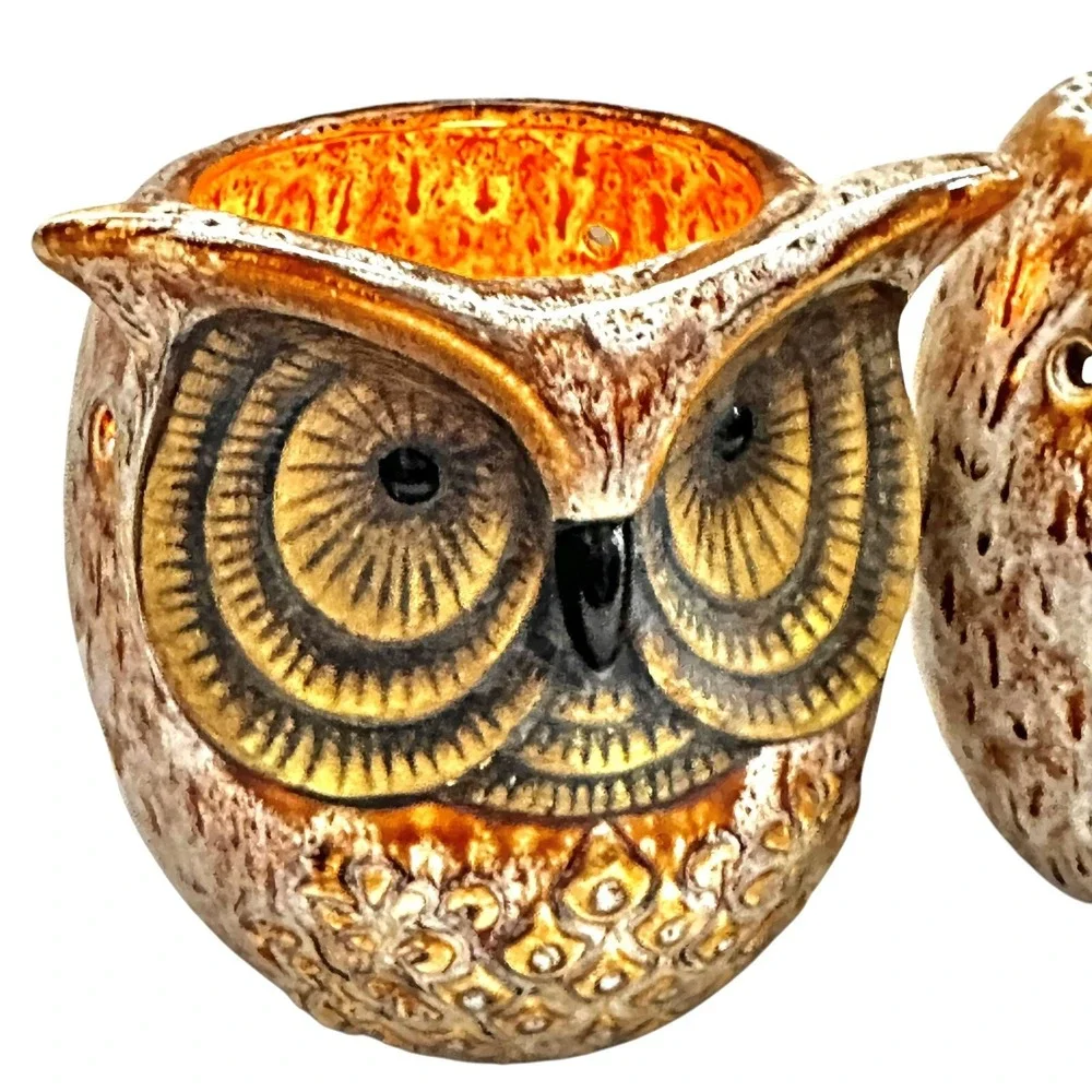 Intertek Ceramic Owl Lamps Set of 2  Bedside Light Up‎ Nightlights 5.75